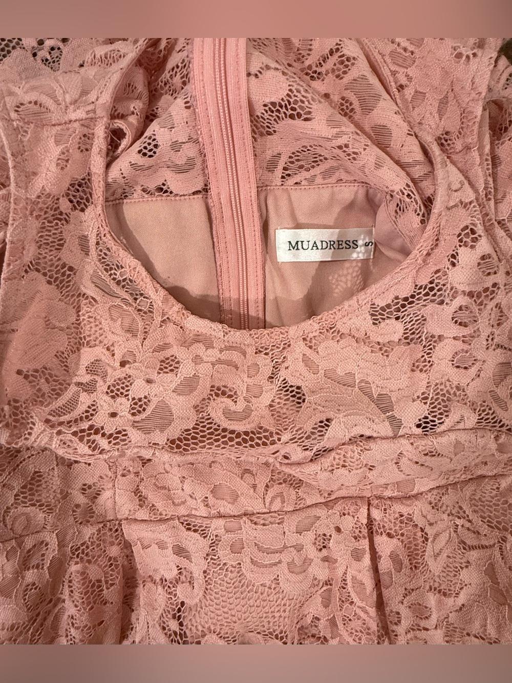 Sleeveless Dusty Rose Lace Maxi Dress with Hi-Low Hem - Picture 3 of 5